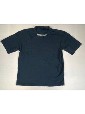 Palm Angels Mens Navy Blue Logo Graphic Cotton Crewneck T Shirt Size L